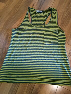 Blu Planet Yellow and Navy Striped Tank Top Size L